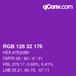 カラーコード: RGB 126 32 176 | qconv.com