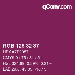 Color code: RGB 126 32 87 | qconv.com