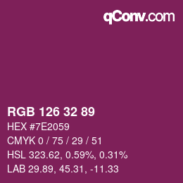 Color code: RGB 126 32 89 | qconv.com