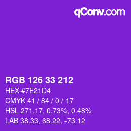 Farbcode: RGB 126 33 212 | qconv.com