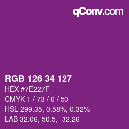 Color code: RGB 126 34 127 | qconv.com