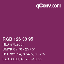 Color code: RGB 126 38 95 | qconv.com