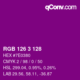 Color code: RGB 126 3 128 | qconv.com