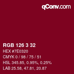 Color code: RGB 126 3 32 | qconv.com