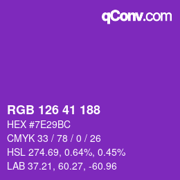 Color code: RGB 126 41 188 | qconv.com