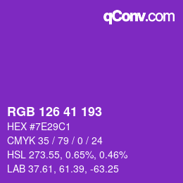 Color code: RGB 126 41 193 | qconv.com