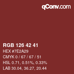 Color code: RGB 126 42 41 | qconv.com