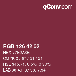 カラーコード: RGB 126 42 62 | qconv.com