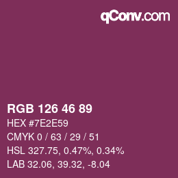 Color code: RGB 126 46 89 | qconv.com