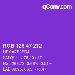 カラーコード: RGB 126 47 212 | qconv.com