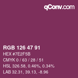カラーコード: RGB 126 47 91 | qconv.com