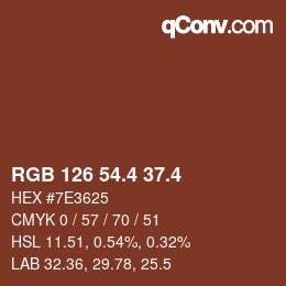 カラーコード: RGB 126 54.4 37.4 | qconv.com