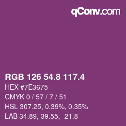 カラーコード: RGB 126 54.8 117.4 | qconv.com