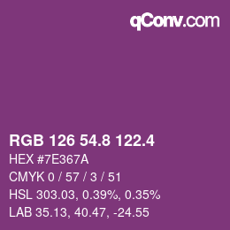 カラーコード: RGB 126 54.8 122.4 | qconv.com