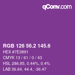 カラーコード: RGB 126 56.2 145.6 | qconv.com
