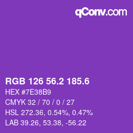 カラーコード: RGB 126 56.2 185.6 | qconv.com
