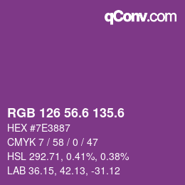 カラーコード: RGB 126 56.6 135.6 | qconv.com