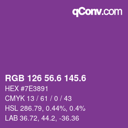カラーコード: RGB 126 56.6 145.6 | qconv.com