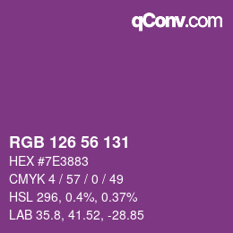 Color code: RGB 126 56 131 | qconv.com
