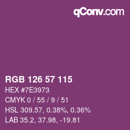 Color code: RGB 126 57 115 | qconv.com