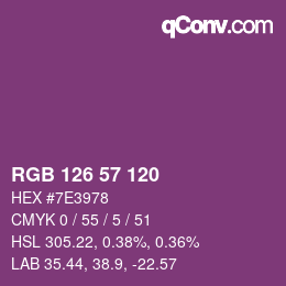 カラーコード: RGB 126 57 120 | qconv.com