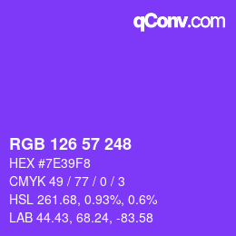 Farbcode: RGB 126 57 248 | qconv.com