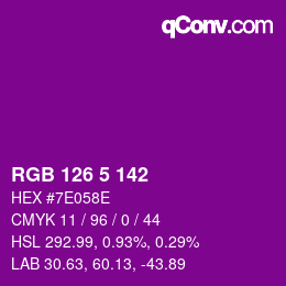 Color code: RGB 126 5 142 | qconv.com