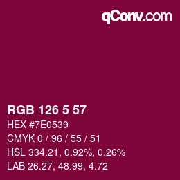 カラーコード: RGB 126 5 57 | qconv.com