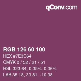 カラーコード: RGB 126 60 100 | qconv.com
