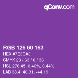 カラーコード: RGB 126 60 163 | qconv.com