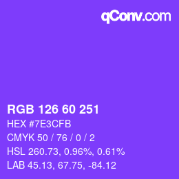 颜色代码: RGB 126 60 251 | qconv.com