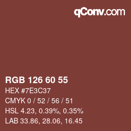 カラーコード: RGB 126 60 55 | qconv.com