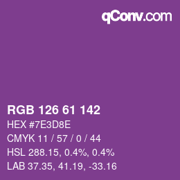 颜色代码: RGB 126 61 142 | qconv.com