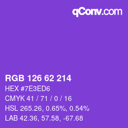 Color code: RGB 126 62 214 | qconv.com