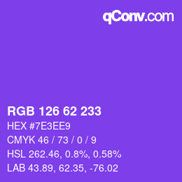Color code: RGB 126 62 233 | qconv.com