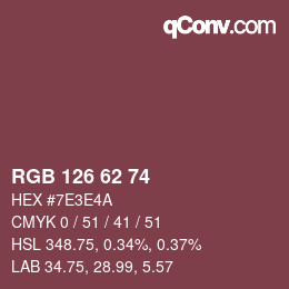 カラーコード: RGB 126 62 74 | qconv.com