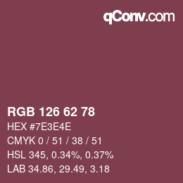 Farbcode: RGB 126 62 78 | qconv.com