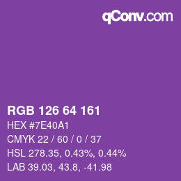 Color code: RGB 126 64 161 | qconv.com