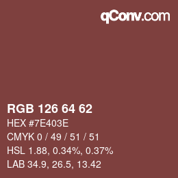 Code couleur: RGB 126 64 62 | qconv.com