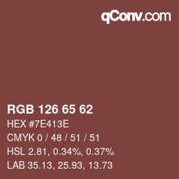 カラーコード: RGB 126 65 62 | qconv.com