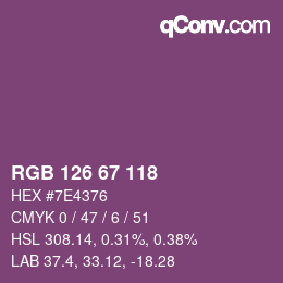 Code couleur: RGB 126 67 118 | qconv.com