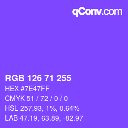 Color code: RGB 126 71 255 | qconv.com