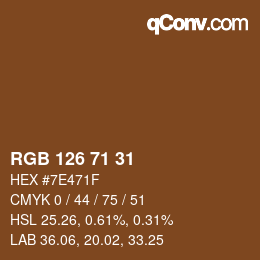 Color code: RGB 126 71 31 | qconv.com