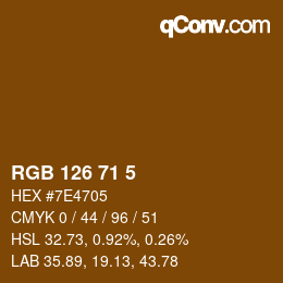 Color code: RGB 126 71 5 | qconv.com
