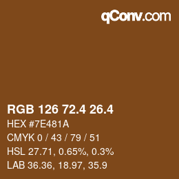 カラーコード: RGB 126 72.4 26.4 | qconv.com