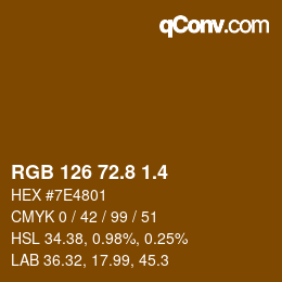 カラーコード: RGB 126 72.8 1.4 | qconv.com