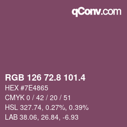 カラーコード: RGB 126 72.8 101.4 | qconv.com