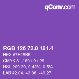 カラーコード: RGB 126 72.8 181.4 | qconv.com
