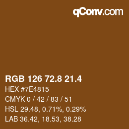 カラーコード: RGB 126 72.8 21.4 | qconv.com