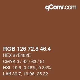 カラーコード: RGB 126 72.8 46.4 | qconv.com